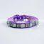 Strong PU leather small dog cat collar rhinestones studded handsome
