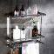Hot Two Tier Wall Mounted bathroom Rack Bathroom Shelf Stainless Steel Towel Rack Hanging Rack Shampoo Storage Organizer w Hook