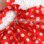 Wholesale Baby Children Clothing Fashion Style Baby Girl Red Chiffon Top With Denim elastic shorts