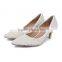CATWALK15-S0190273 Fashion Women Luxurious Dress Shoes Handmade Peal Low Heel Shoes Beautiful Women Bridal Shoes