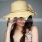 lotus straw cap for outdoor with lace flower beach hat for party girl