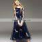 2016 Floor Length Printed Mesh Evening Dresses Fashion Design