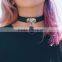 Rock Harajuku Gothic Punk Style Multi Color Alloy Round Pendant PU Leather Choker Necklace