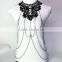 2016 New Arrival Black Lace Necklace Diamond Tassel Body Chain Wholesale