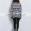 Sweaters fashion women Tops Blue White Long Sleeve Geometric Print Sweater