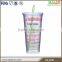 22oz double wall diy plastic tumbler with straw