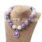 purple pendant necklace and flower hairband latest design beads necklace baby girl jewelry beaded necklace and hairband