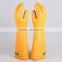 Yellow Color Anti electrical 35kv High voltage insulating long rubber gloves