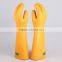 Yellow Color Anti electrical 35kv High voltage insulating long rubber gloves