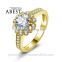 Bezel Halo Round 1.0 Carat Flower 10K Gold Yellow Ring Simulated Diamond Ring Jewelry New Wedding Engagement Ring For Women Gift