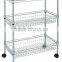 RH-HZM35-06014 Movable Three Layers Metal Wire Shelf Wire Shelving Rack 550*330*850mm Commodity Shelf Wire Mesh Cart