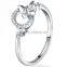 High quality fashion jewelry butterfly design zircon 925 sterling silver rings