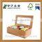 china factory selling decorative wooden tea bags chest storage gift box with clear lid