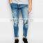 jeans male Skinny Fit Distressed denim man jeans pant with Rip Knee jeans closeout (LOTA005)