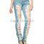 ripped destroyed light wash skinny women jeans pants (LOTX262)