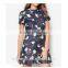 Collection Layered Panel Printed Short Sleeves Women Dress