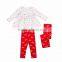 Christma Set Quality Baby Autumn Clothes Sets , Girls Boutique Dresses Outfits Plain Color Ruffle Style Long Sleeve Tops +Pants