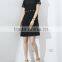 Guangzhou Oem Clothing White Pearl Embellishment Dresses Short Sleeve Black Slim Dress