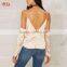 2017 Open shoulders Satin Blouse Women Summer New Model Neck Blouses HSb7281