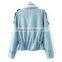 2015 new design fashionable women knitted collar elastane waist trench coat fabric