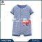 2015 Summer Fashion Short Sleeve Cotton Blue Stripes Newborn Baby Romper Front Button Squad Wagon Baby Boy Clothes