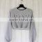 OEM Long Sleeve Crop Top Sweatshirt Gray Women's Cropped Top Hoodie White Blank Crewneck Sweatshirt Wholesale