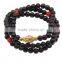 Three Layered Black Beads Gold Buddha Bracelet Religion Tibet Charm Jewelry