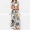 Stylish Flora Printedl Short Tops Summer fashion short sleeve Ladies Blouses With tie