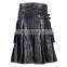 Black Genuine Leather Made Utility Kilt