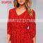 wholesale lastest dress design long sleeve v neck wrap dress polka dot women ruffle dress