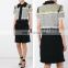 2016 New arrival OEM service tweed fabric short sleeve elegant womens dresses