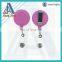 Round plastic logo attached badge with retractable string