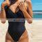 Vintage Solid Basic One-Piece Bikini Woman Sexy Push Up Swimsuit Tight G String High Waist Swimsuit Student Summer Beach