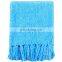 100%Polyester Soft Blue Chenille Blanket Throw with Fringe for Home Bed Sofa Couch Chair