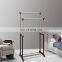 Simple Trending Double Rail Clothing Garment Rack, Clothes Organizer with Wheels Freestanding Garment rack