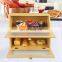 Large Bamboo Bread Box 2 Layer Wooden Bread Boxes For Kitchen Countertop
