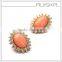 Women Fashion Orange Acrylic Stone Clip On Earrings