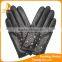 High quality best sales laies and women's black rivet snap and diamond decorate sheepskin leather gloves