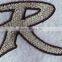 Various shape letter R design custom 100% embroidery patches for hat clothing