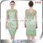 Elegant Green Satin Slim Lace Ladies Smart Casual dress