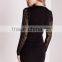 New lace long sleeve plunge bodycon dress black/nude