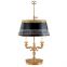 Brown unusual antique side table lamp with shade