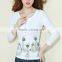 Spring new funnel collar national big yards embroidered cotton T-shirt of wholesale women's cotton v-neck t shirt