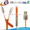 China Factory Supplier Colorful Zipper USB Cable 2in1 USB Power and Data Cable Zipper