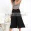 Hot Selling New Fashion Woven Fabric High Waist Wide Leg Mid Length Black Culottes Pants For Women