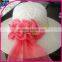 2015 fashion summer flower bowknot beach embroidery wholesale lady hat