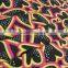 export surplus garments in delhi red yellow heart pattern on black polyester milk fiber Spandex Fabric