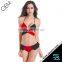 Highly Elastic Color Panels Steel Support Bandage Cross Bikini Set