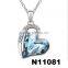 fashion austria crystal interlocking sideways heart necklace