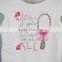 flower mirror and letter printed bow rhinestone decoration Modern beautiful Girls Tops